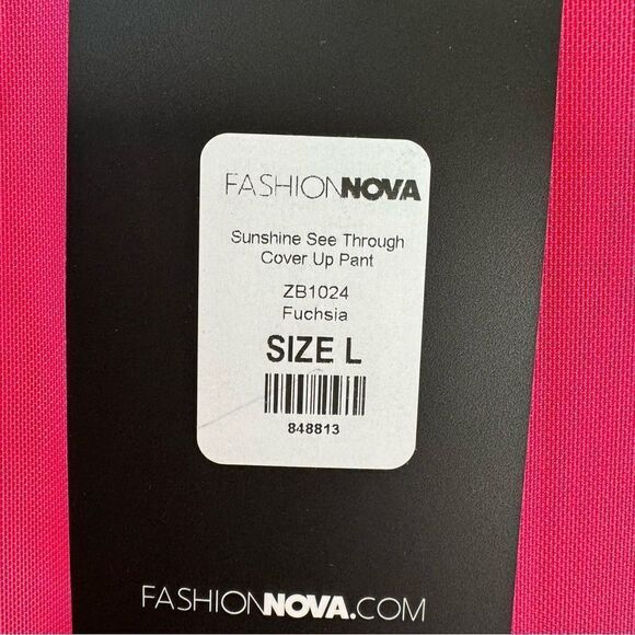Fashion Nova Mesh Flounce Sunshine See Through Cover Up Pants in Fuchsia L NWT - Picture 12 of 13